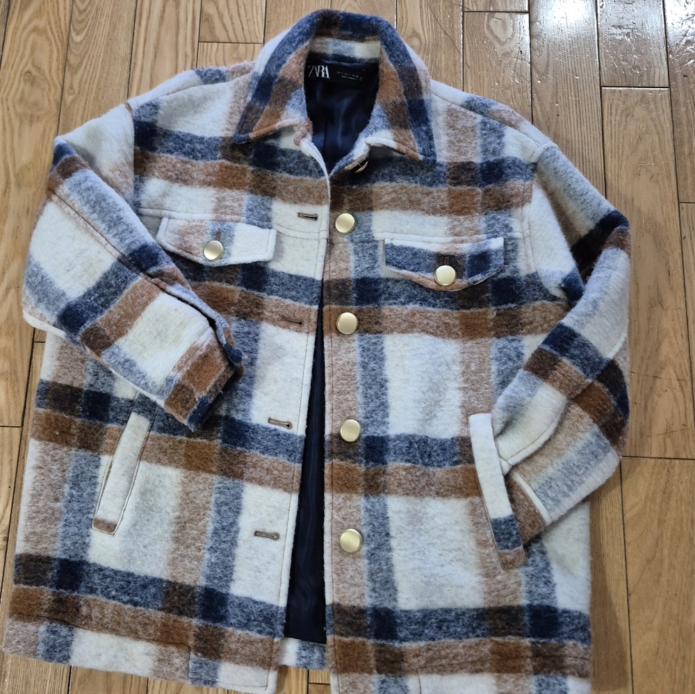 Zara Plaid Wool Coat